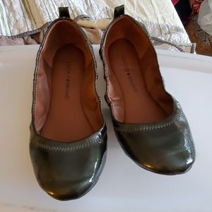 Lucky Brand Flats, metallic green, like new